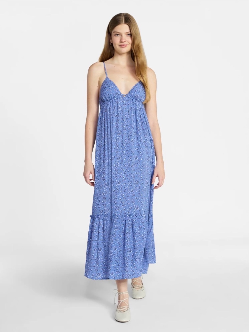 No Boundaries Blue Peri Sleeveless Adjustable Straps Tiered Maxi Dress